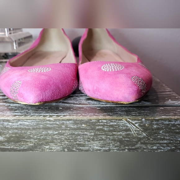 Kate Spade Pink Suede Chrystal Dot Flats - Picture 4 of 7